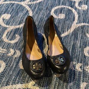 Tory Burch Black Leather Ballet Flats